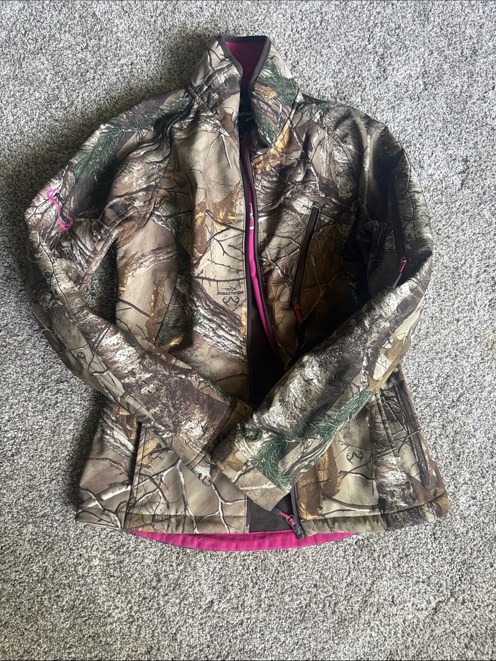 Realtree Camouflage Jacket with Pink Trim